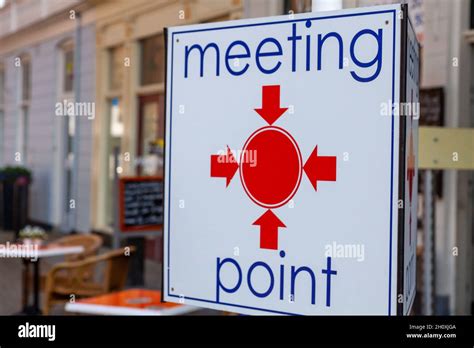 Closeup Of A Meeting Point Sign Stock Photo Alamy
