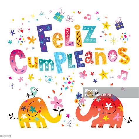 Feliz Cumpleanos Happy Birthday In Spanish Greeting Card Stock Vector Art More Images Of Bird