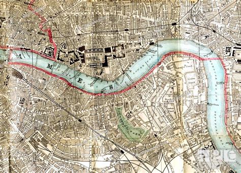 19th Century Map Of London Docks Wapping And Shadwell Extract Stock