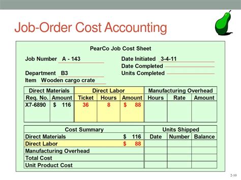 I know you mentioned wanting to use excel, but if you're looking for a more comprehensive there's an xltp function which has various excel templates. PPT - Job-Order Costing PowerPoint Presentation, free ...