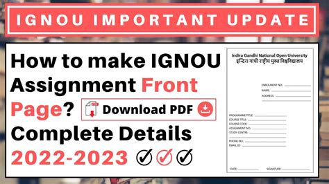 How To Make Ignou Assignment Front Page Download Pdf Complete Details 2022 2023 Youtube