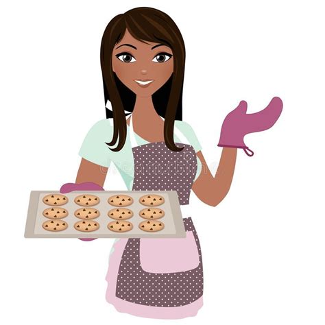 Baking Woman Vector Illustration Chocolate Chip Cookies Illustration