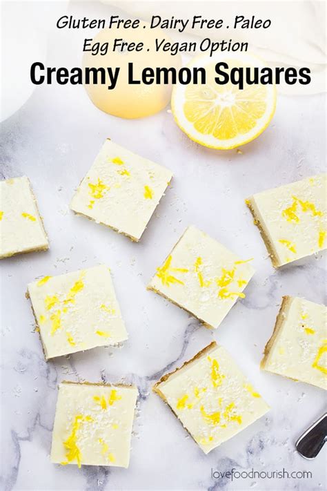 We use a buttery, and savory almond flour crust, then topped with a tangy lemon curd filling. Creamy Lemon Squares (Paleo & Gluten Free) - Love Food Nourish