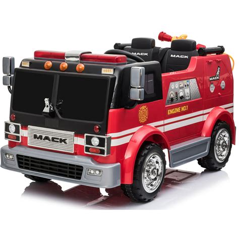 Mack Truck Fire Engine Two Seater Ride On 12v Battery Powered Siren
