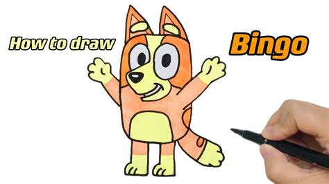 How To Draw Bingo Heeler With Colorful Markers Step By Step Bluey