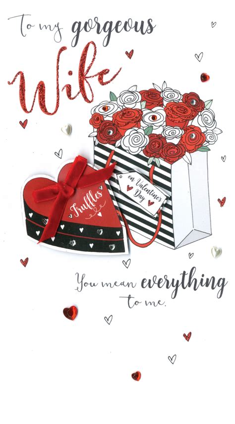 Flowers And Chocolate Gorgeous Wife Valentines Card Cards