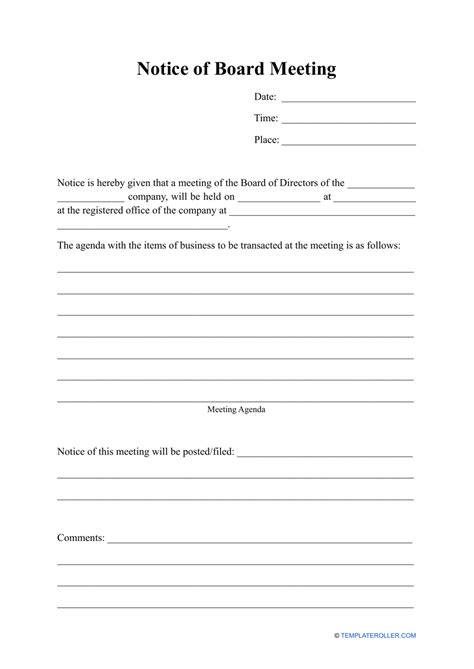 Notice Of Board Meeting Template Fill Out Sign Online And Download