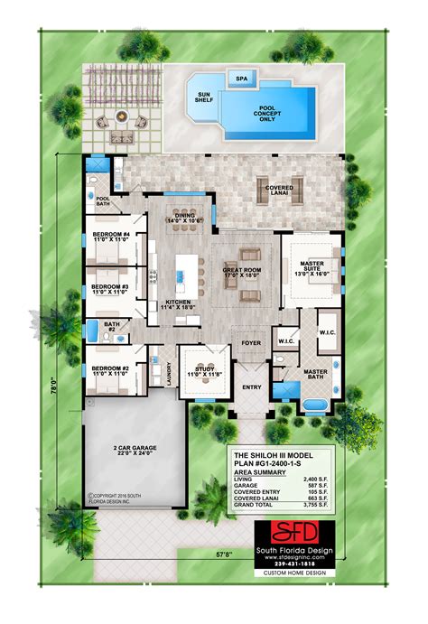 South Florida Design 2400sf Coastal Contemporary House Plan South