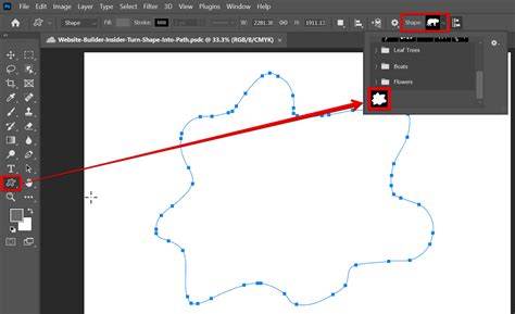how do i turn a shape into a path in photoshop