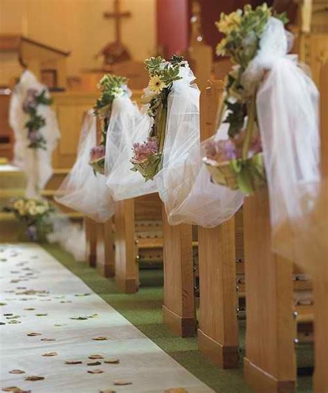 Wedding Ceremony Inside A Church Isle Decor Tulle Fabric