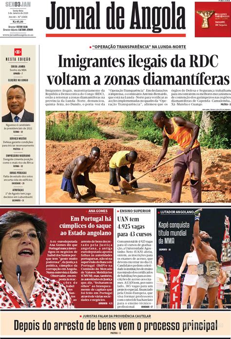 Capa Jornal De Angola De 2020 01 03