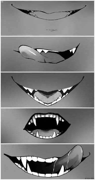 Poses Mouth Tooth Tongue Drawing Vampire Drawing Mouth Poses