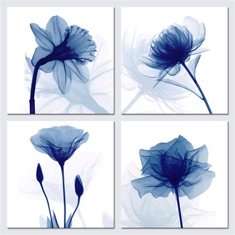 Canvas Print Painting Pictures Home Decor Wall Art Photo Blue Floral