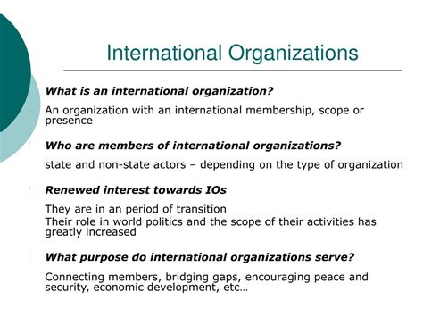 Ppt International Organizations Powerpoint Presentation Free