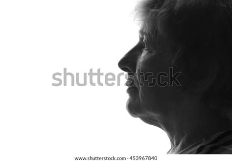 Black White Silhouette Old Woman On Stock Photo Edit Now 453967840