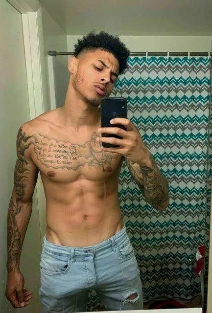 Shirtless Male Hunk Beefcake Black African American Tattoo Jock Photo
