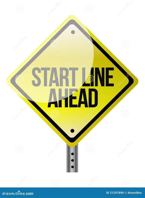 A Road Sign Announcing The Start Line Coming Up Stock Illustration