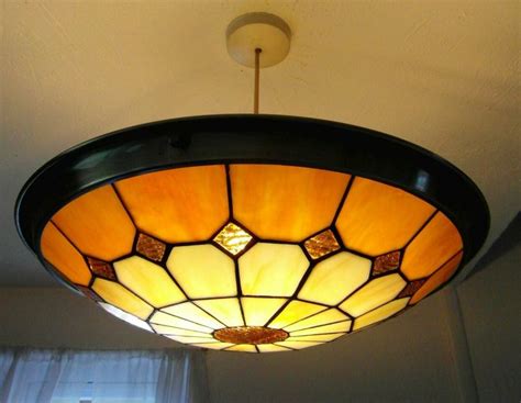 Large Vintage Tiffany Style Stained Glass Ceiling Light Shade