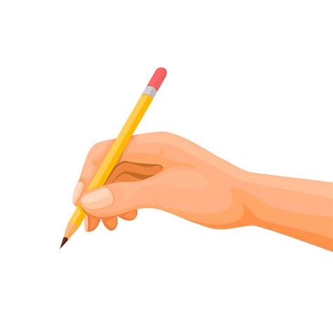Hand Holding Pencil Writing Education Symbol Illustration Vector