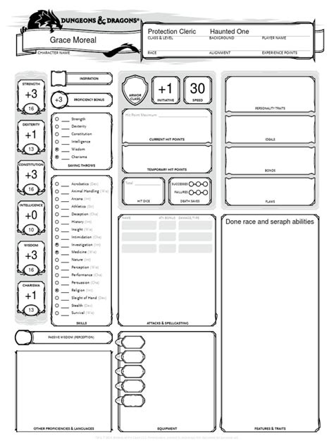 Blank Character Sheet Pdf Leisure Activities Entertainment