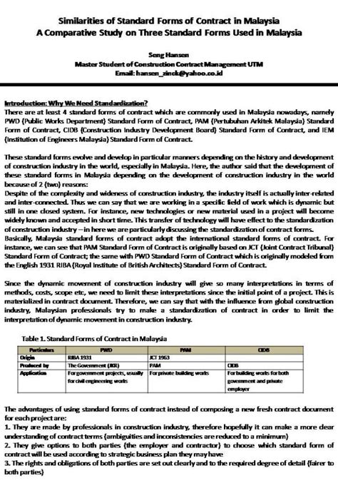 The standard form contracts are standardized contracts that contain a large number of terms and conditions in fine print, which restrict and often exclude liability under the contract. Pam Form Contract 2006 Download - typefasr