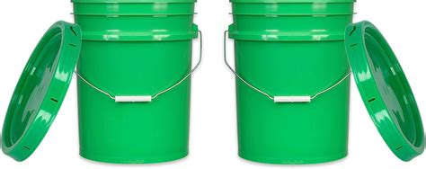 House Naturals 5 Gallon Green Plastic Bucket With Lid Food