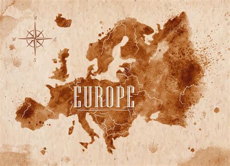 Map Europe Retro Stock Vector Anna F