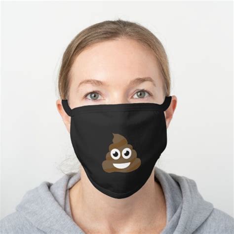 Cute Simple Funny Poop Emoji Black Cotton Face Mask Zazzleca