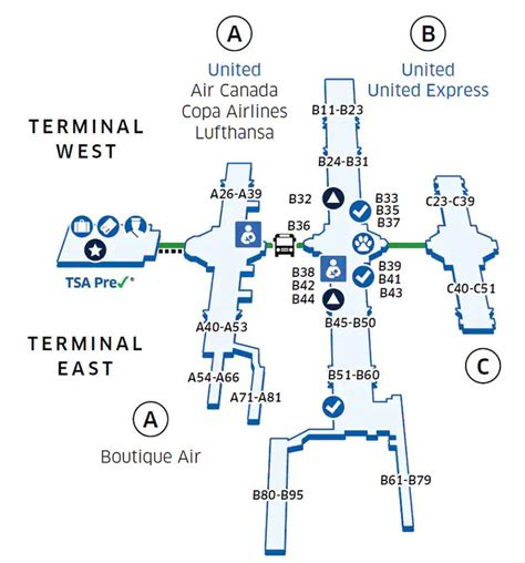 Denver International Den Airport Map United Airlines Airport Map
