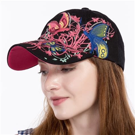 Butterflies And Flowers Embroidered Baseball Caps 2017 New High Quality