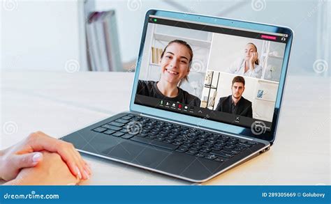 Video Telecommuting Tired Man Woman Laptop Screen Stock Image Image Of Indoors Group 289305669