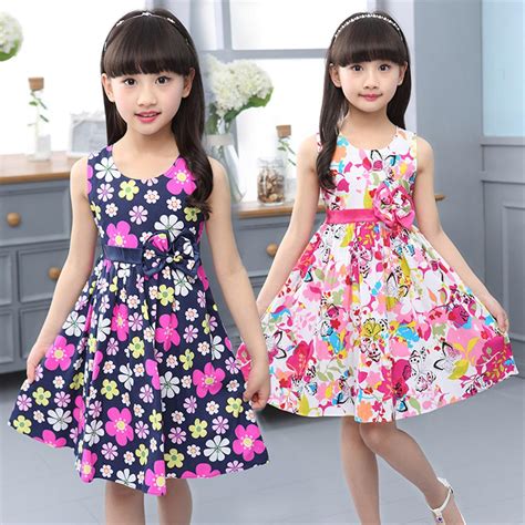 2018 Summer Girls Dresses Flower Sleeveless Kids Dresses Fashion Kids