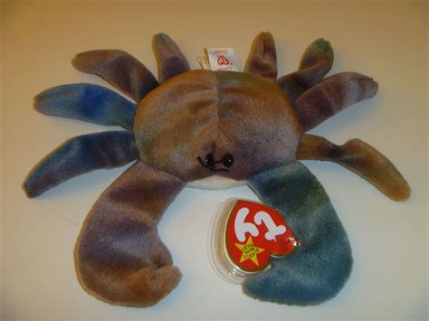 Rare & Retired Beanie Baby CLAUDE the Ty-Died Crab style 4083 TY Tag
