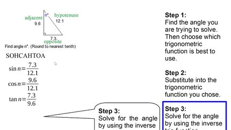 For a given angle θ each ratio stays the same no matter how big or small the triangle is. How to Find an Angle Using Sine, Cosine, or Tangent - YouTube