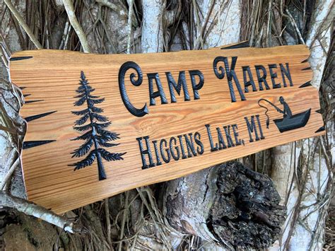 Outdoor Signs Wooden Carved Cabin Sign Pine Trees Custom Etsy New Zealand