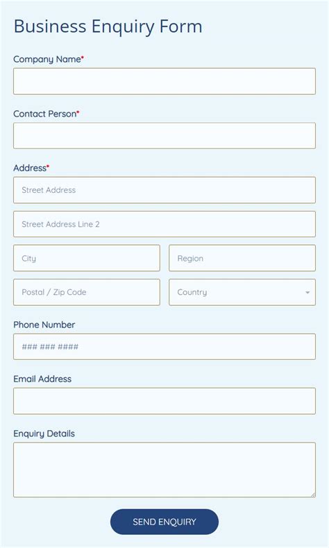 Business Enquiry Form Template Free 123formbuilder