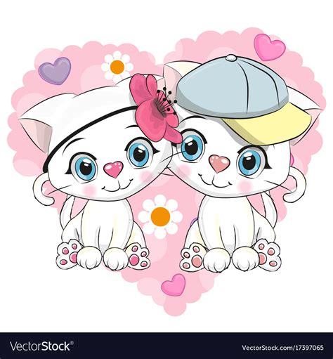 Two Cute Cartoon Kittens Royalty Free Vector Image