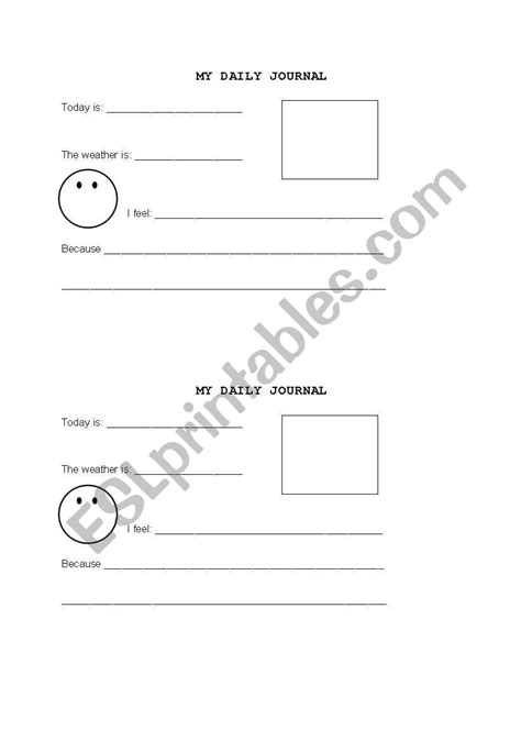 English Worksheets Daily Journal Feelings And Weather
