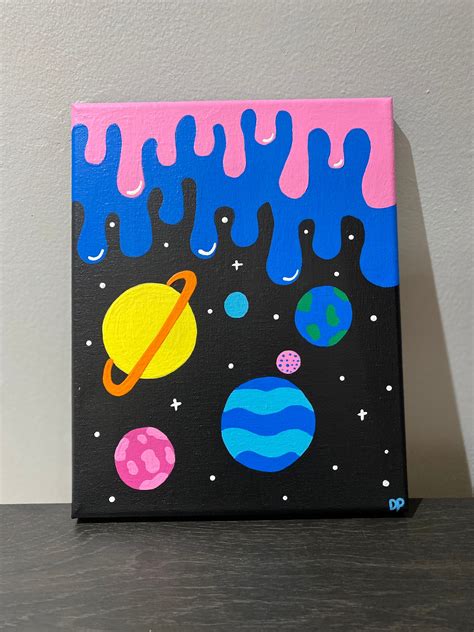 Trippy Space Acrylic Canvas Painting 8x10in Etsy