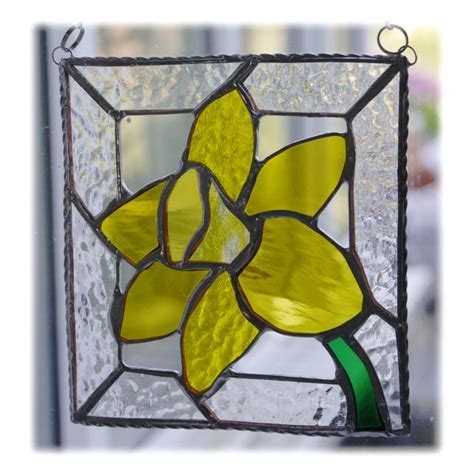 Daffodil Stained Glass Framed Suncatcher Spring Flower 039 Stained