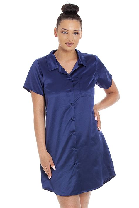 Camille Camille Womens Luxury Plain Satin Nightshirts Camille From