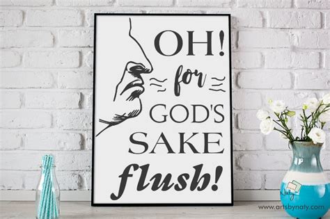 Funny Bathroom Svg Printable Sign Flush By Artsbynaty