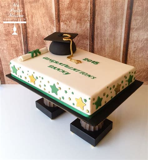 Gold And Green Fondant Rectangle Rectangular Graduation Sheet Cake With