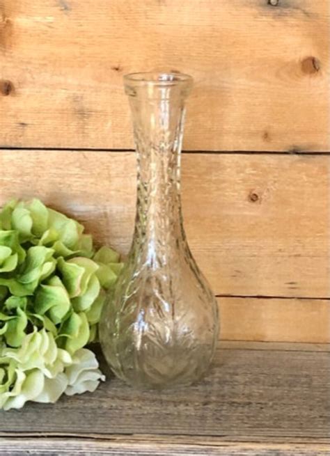 6 Available Vintage Ftd Clear Glass Vases Embossed With Etsy