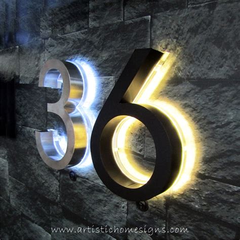 Illuminated Led Backlit Grow Stainless Steel House Number Signs Sal 200