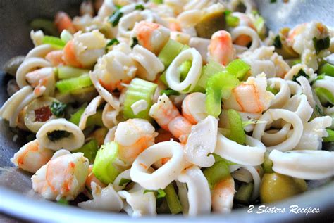 My family heritage is italian on my father's side and a mixture of french canadian, irish, scottish and iroquois indian on my mother's side. Seafood Salad Marinated for Christmas Eve ! - 2 Sisters Recipes by Anna and Liz