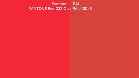 Pantone Red 032 C Vs Ral Ral 430 5 Side By Side Comparison