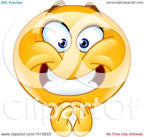 Clipart Of A Happy Emoji Emoticon Smiley Face Pleading Royalty Free