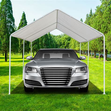 White Heavy Duty Garage Canopy Tent 10x20 Ft Steel Carport Portable Car