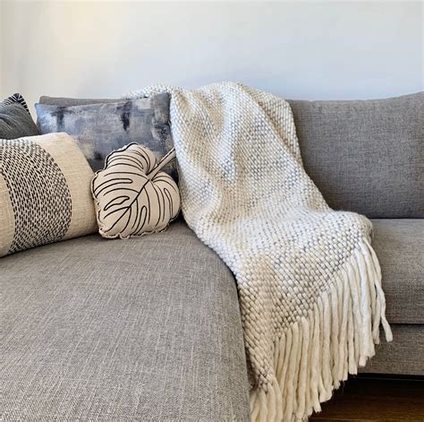 Ivory Chunky Knit Throw Blanket For Bed Chair Couch Or Sofa Etsy Chunky Knit Throw Blanket